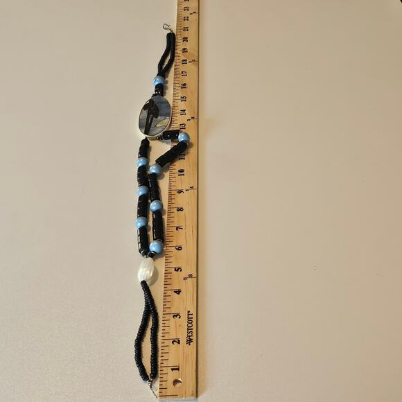 Vintage Lee Sands Abalone Necklace with Mother of Pearl and Bamboo Palm Tree - Picture 3 of 6